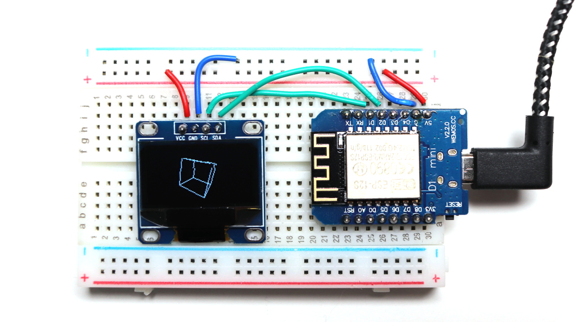 I2C OLED display wired to Wemos D1