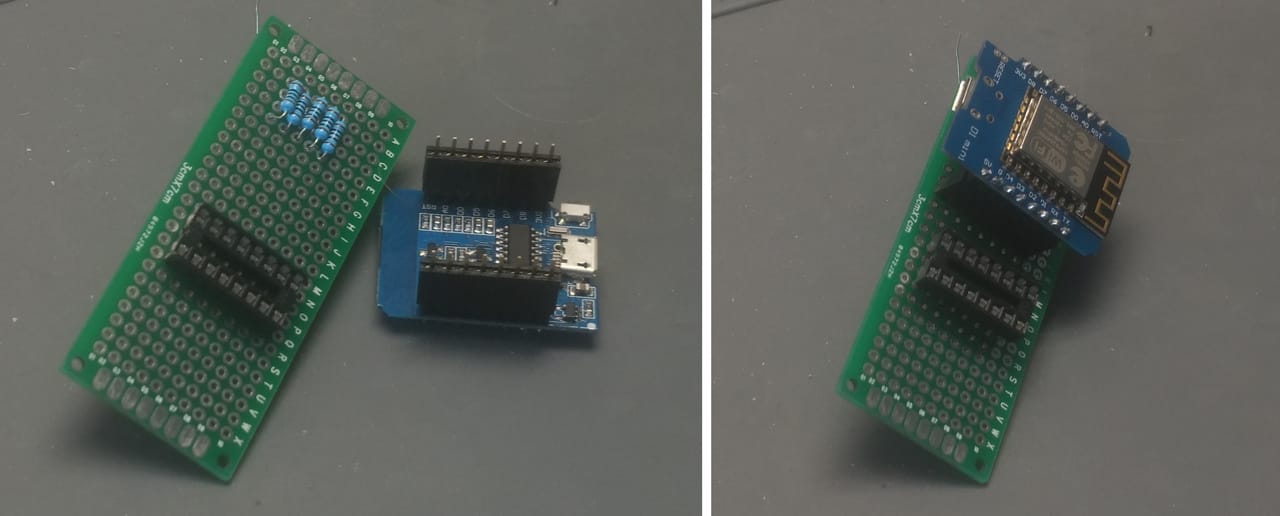 Component spacing, with resistors mounted under the board