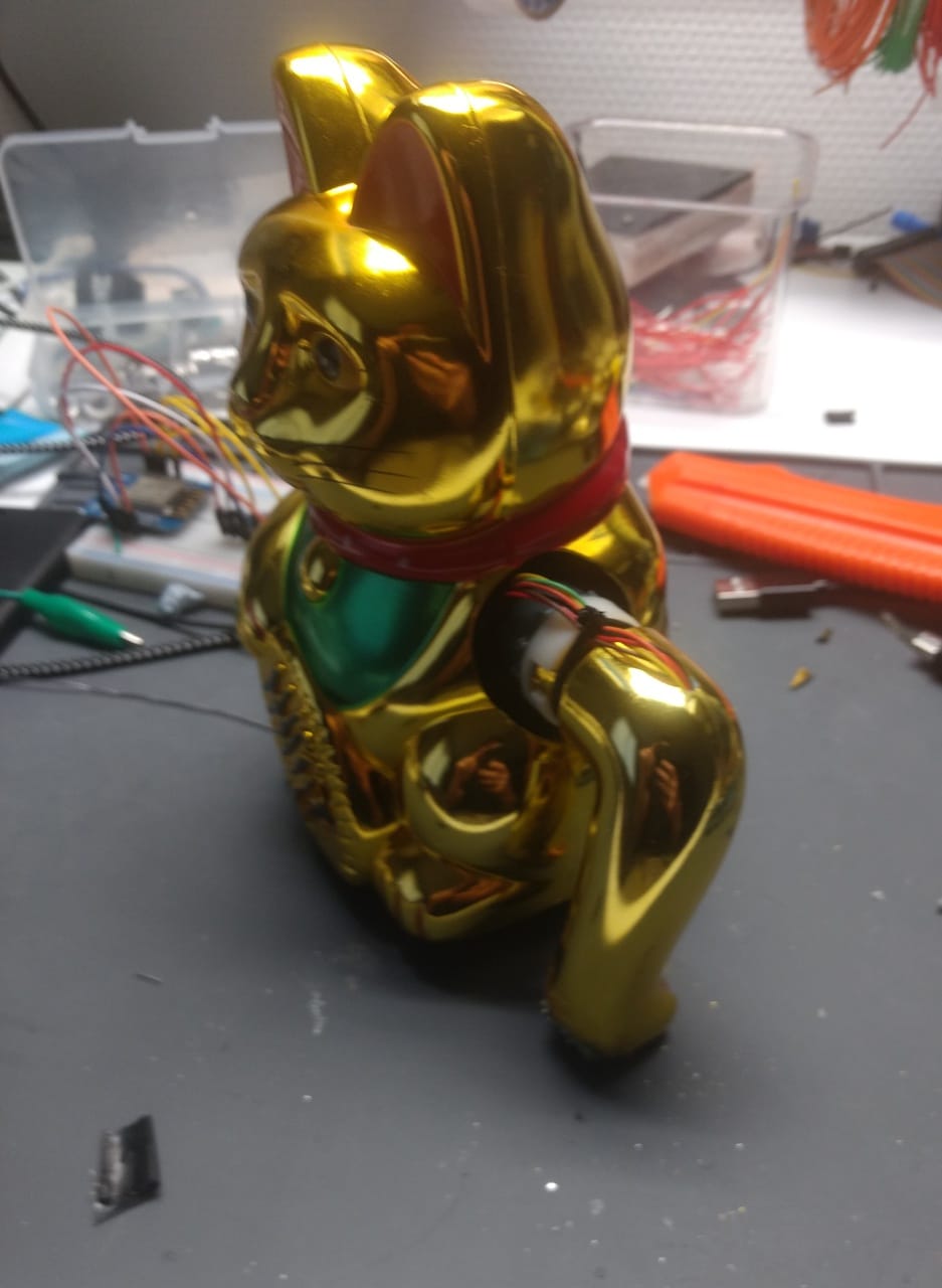 Arm constructed, with wires held in place.