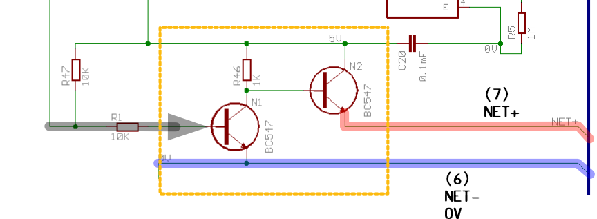 Network line is high, pulled low for data