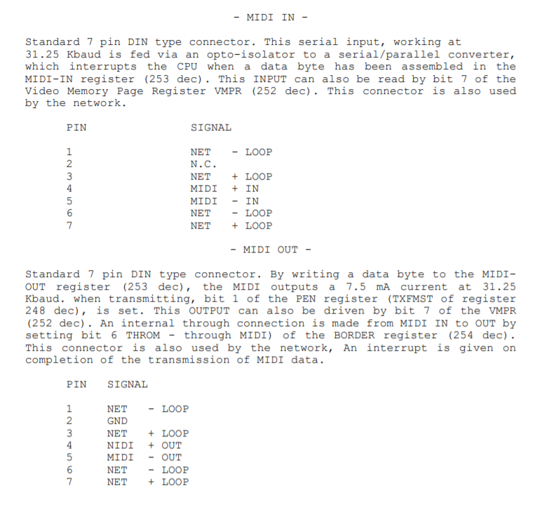 Pin order from the Technical manual
