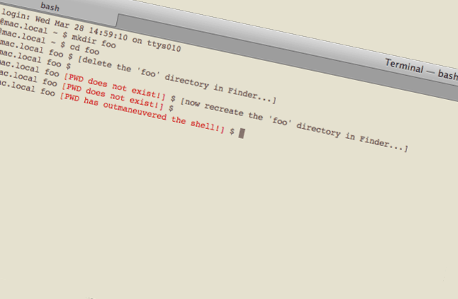 Show Warning in Prompt When Shell Loses Directory